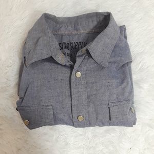 Mossimo Chambray Casual Snap Button Down Size M